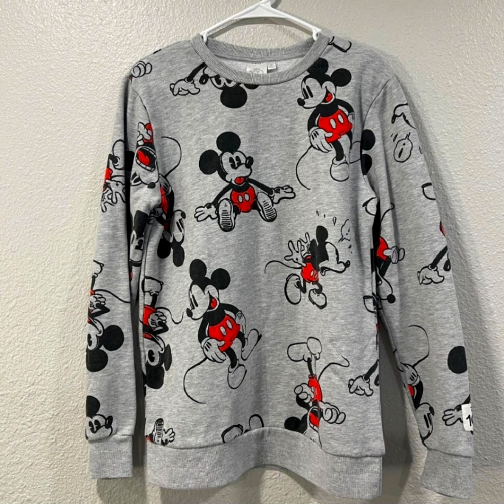 Disney Unisex 100 Retro Adult Mickey Mouse Gray Sweatshirt Size Small